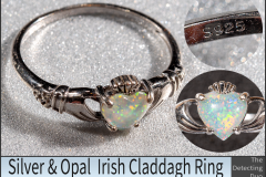 Silver Opal Claddagh Ring