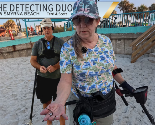 S03 E21 Finding Silver and Gold Earrings Metal Detecting New Smyrna Beach Florida